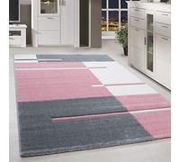 HomebyHome Tapis Salon Moderne Tapis Chambre Tapis Rose 160x230 cm - Tapis Poil Court Salle de Séjour Carreaux Concevoir Doux et Moelleux - Tapis Cuisine Enfant Moquette Rectangulaire à Poils Ras