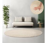 HomebyHome Tapis Salon Moderne Tapis Chambre Adulte Tapis Crème 200 cm Rond - Tapis Shaggy Salle de Séjour Tapis Poil Long Concevoir Unicolore Tapis Doux et Moelleux - Tapis Cuisine Moquette Salon