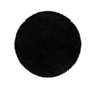 HomebyHome Tapis Salon Moderne Tapis Chambre Adulte Tapis Noir 160 cm Rond - Tapis Shaggy Salle de Séjour Tapis Poil Long Concevoir Unicolore Tapis Doux et Moelleux - Tapis Cuisine Moquette Salon