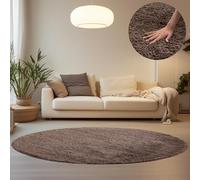 HomebyHome Tapis Salon Moderne Tapis Chambre Adulte Tapis Taupe 160 cm Rond - Tapis Shaggy Salle de Séjour Tapis Poil Long Concevoir Unicolore Tapis Doux et Moelleux - Tapis Cuisine Moquette Salon