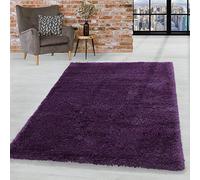 HomebyHome Tapis Salon Moderne Tapis Chambre Lila 120 cm Rond - Tapis Shaggy Salle de Séjour à Poils Longs Hauteur 50mm Unicolore Concevoir Doux et Moelleux Tapis Cuisine Enfant Moquette Rond