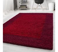 HomebyHome Tapis Salon Moderne Tapis Chambre Rouge 300x400 cm - Tapis Shaggy Salle de Séjour à Poils Longs Bordure Concevoir Doux et Moelleux - Tapis Cuisine Enfant Moquette Rectangulaire
