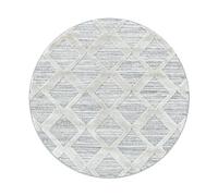 HomebyHome Tapis Shaggy à Poils Longs 3D Losanges Concevoir skandi Chambre à Coucher Doux et Moelleux Rectangulaire Rond Coureur Gris, Couleur :Gris, Taille:160 cm Rond