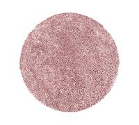 HomebyHome Tapis Shaggy Rond 120 cm Rose, Doux et Moelleux, Moderne uni, idéal sous Table d'appoint ou Couloir