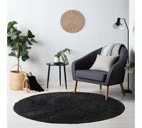 HomebyHome Tapis Shaggy Rond 80 cm Anthracite à Poils Longs Doux Design Moderne uni idéal pour entrée Petite Niche ou Coin Cosy Salon Chambre Couloir