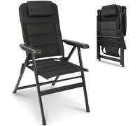 Homecall Chaise de camping pliable - Charge maximale : 150 kg - Chaise à dossier haut - Chaise de balcon, de pêche, de terrasse - Dossier réglable en 6 positions avec accoudoirs - Pour camping, jardin