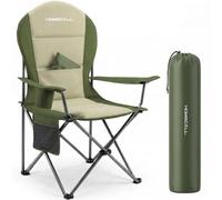 Homecall Chaise de camping pliable - Charge maximale : 150 kg - Chaise de camping à dossier haut - 108 cm - Avec soutien lombaire - Rembourrée - Pour jardin, pique-nique - Vert - 1 pièce