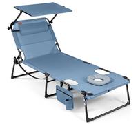Homecall Chaise longue XXL avec ouverture pour le visage et auvent - 200 x 70 cm - Chaise longue de jardin pour une position ventrale confortable - Chaise longue pliable avec dossier réglable en 4
