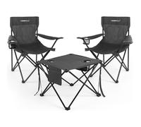 HOMECALL Ensemble 3 pcs de 2 Chaises de Camping Plage Pliante 79x43x43cm - charge 120KG et Table - 48x48x40cm - charge 30KG - Noir