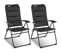 HOMECALL Lot de 2 Chaise de Camping Pliante À Dossier Haut Rembourrées avec dossier réglable en 5 positions jusqu'à 150kg - Noir
