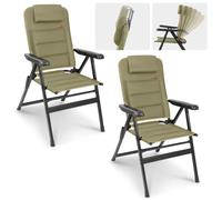 HOMECALL Lot de 2 Chaise de camping pliante - chargé 150Kg -Jardin- dossier haut réglable sur 6 positions - Tissu en maille 3D Vert