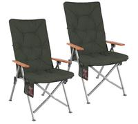 HOMECALL Lot de 2 Chaise de camping pliante - dossier à haut - 4,5 cm D'épaisseur rembourrée - 4 positions réglable - Vert foncé