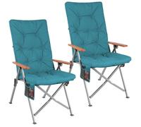 HOMECALL Lot de 2 Chaise de camping pliante - dossier à haut - avec 4,5 cm D'épaisseur rembourrée - 4 positions réglable - Bleu