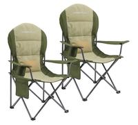 HOMECALL Lot de 2 Chaise de camping pliante, dossier haut 108cm avec support lombaire Jusqu'à 150kg, rembourré, pour Camp - Vert