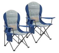 HOMECALL Lot de 2 Chaise de camping pliante, dossier haut 108cm avec support lombaire Jusqu'à 150kg, rembourré, pour Camp - Bleu