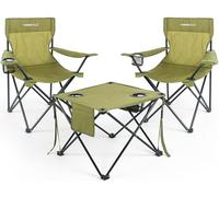 Homecall Lot de 2 chaises de camping pliables avec table - Chaises de camping pliables, légères et portables - Avec porte-gobelet - Table de camping pour pique-nique, jardin - Vert