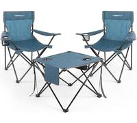Homecall Lot de 2 chaises de camping pliantes avec table - Chaises de camping pliables, légères et portables avec porte-gobelet et table de camping pour pique-nique, jardin (bleu)