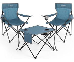Homecall Lot de 2 chaises de camping pliantes avec table - Chaises de camping pliables, légères et portables avec porte-gobelet et table de camping pour pique-nique, jardin (bleu)
