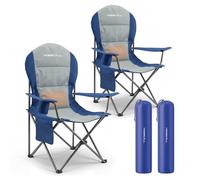 Homecall Lot de 2 chaises de camping pliantes - Charge maximale : 150 kg - Dossier haut - 108 cm - Avec soutien lombaire - Rembourrée - Pour jardin, pique-nique - Bleu marine
