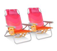 Homecall Lot de 2 chaises de plage pliables légères - Dossier réglable sur 5 niveaux - Fauteuil de plage pliable jusqu'à 136 kg - Pour la plage, l'extérieur (bas, coucher de soleil, 2 pièces)