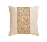 HomeCentric Housses de coussin carrées en coton et lin avec motif rayé contemporain en jute écru 61 x 61 cm