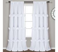 Homechoice Decor Lot de 2 Rideaux de fenêtre occultants à Isolation Thermique avec 3 rangées de Fleurs et Papillons, Rideaux rustiques avec Passe-Tringle pour Chambre à Coucher, Blanc (LQ-30)