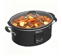 HOMECOOKIN Mijoteuse numérique programmable extra large de 10 litres avec minuterie, couvercle en verre passe au lave-vaisselle, appareil de cuisine pour familles et rassemblements, noir