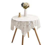 HOMECOOL Petite Nappe carrée - Nappe au Crochet Ivoire pour Table d'appoint ou Table de Chevet... (89 x 89 cm)