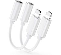 HomeCove Lot de 2 adaptateurs Light-ning pour Casque - Adaptateur Light-ning vers Jack - 3,5 mm - Câble Audio 3,5 mm - Adaptateur pour iPhone 14/13/12/11/X/XS Max/XR/8/7