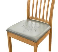 HOMECOVER Housse Assise Chaise Lot De 2 Housse De Chaise Imperméable, PU Cuir Housse De Chaise Amovibles Extensibles Housse Assise Chaise pour Salle à Manger-Lot de 2-Gris