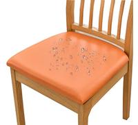 HOMECOVER Housse Assise Chaise Lot De 4 Housse De Chaise Imperméable, PU Cuir Housse De Chaise Amovibles Extensibles Housse Assise Chaise pour Salle à Manger-Lot de 4-Orange