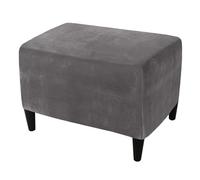 HOMECOVER Housse Ottoman Rectangulaire, Extensible Housse De Pouf Velours Housse De Repose-Pieds Amovible Antidérapant avec Bas élastique-Gris-X-Large