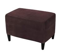 HOMECOVER Housse Ottoman Rectangulaire, Extensible Housse De Pouf Velours Housse De Repose-Pieds Amovible Antidérapant avec Bas élastique-Brun-X-Large