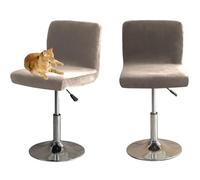 HOMECOVER Housses De Chaise De Bar avec Dossier, Élastique Velours Tissu Housses De Tabouret De Pub Amovible Courte Arrière Pivotant Couverture De Chaise-Taupe-2 Pièces