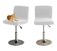 HOMECOVER Housses De Chaise De Bar avec Dossier, Élastique Velours Tissu Housses De Tabouret De Pub Amovible Courte Arrière Pivotant Couverture De Chaise-Blanc-2 Pièces