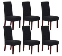 HOMECOVER Lot de 6 housses de chaise extensibles en jacquard pour chaises de salle à manger universelles et amovibles pour salle à manger, hôtel, cuisine, noir