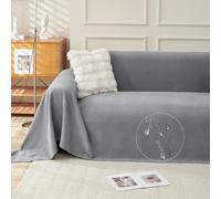 HOMECOVER Velours Côtelé Housse De Canapé pour 1 2 3 4 Places, Impermeable Protege Canape pour Chat Chien Doux Anti Griffe Couvre Canapé Housse pour Meubles De Canapé Lavable-Gris foncé-180×340cm