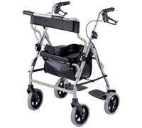 Homecraft Rollator and Transit Chair Combination, Padded Seat & Backrest, Lockable Brakes, Foot Rests and Belt for Safety, Walking Mobility Aid, Silver, (Eligible for VAT relief in the UK)