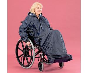 Homecraft Wheelchair Mac with Sleeves, Waterproof Complete Protection, Elasticated for Snug Fit, Prevents Fabric From Getting Wet, Knitted Cuffs, Unlined, Standard (Eligible for VAT relief in the UK)