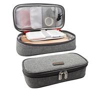 Homecube Trousse, Sac à Crayons Stylos Porte-Crayon Plumier Grande Capacité Sac de Maquillage Pochette Organisateur Sac Stationnaire pour Adolescents Etudiants Artistes (Grau Version 3)