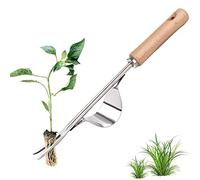 HomeDejavu Désherbeur Manuel en Acier Inoxydable avec Outil de Manche en Bois Utilisé pour Le Désherbage Rapide des Sols et des Jardins Y-Shape Manuelle Désherbage Racine Fourche.