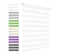 HOMEDEMO Store Enrouleur Jour Nuit sans Chaîne sans Perçage, Rideau, Double Tissu avec Clips Store occultant pour Fenêtre & Porte, 50 x 130 cm, Blanc