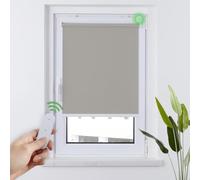 HOMEDEMO Store Enrouleur Occultant Électrique M100, 50 x 140 cm, Gris Clair | Moteur & Télécommande, sans cordon, tissu 100% polyester, occultant thermique, montage avec/sans perçage, sécurité enfant