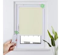 HOMEDEMO Store Enrouleur Occultant Électrique M100, 60 x 150 cm, Crème | Moteur & Télécommande, sans cordon, tissu 100% polyester, occultant thermique, montage avec/sans perçage, sécurité enfant