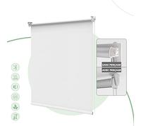 HOMEDEMO Store Enrouleur Occultant Isolant Thermique Opaque, Rideau, Fixation avec ou sans Perçage, 75 x 120 cm (Largeur du Tissu 71 cm), Blanc