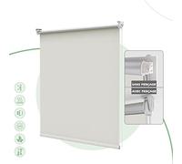 HOMEDEMO Store Enrouleur Occultant Isolant Thermique Opaque, Rideau, Fixation avec ou sans Perçage, 75 x 120 cm (Largeur du Tissu 71 cm), Crème.