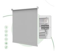 HOMEDEMO Store Enrouleur Occultant Isolant Thermique Opaque, Rideau, Fixation avec ou sans Perçage, 75 x 120 cm (Largeur du Tissu 71 cm), Gris Clair