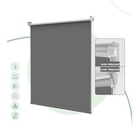 HOMEDEMO Store Enrouleur Occultant Isolant Thermique Opaque, Rideau, Fixation avec ou sans Perçage, 75 x 120 cm (Largeur du Tissu 71 cm), Gris Foncé