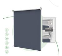 HOMEDEMO Store Enrouleur Occultant Isolant Thermique Opaque, Rideau, Fixation avec ou sans Perçage, 75 x 120 cm (Largeur du Tissu 71 cm), Bleu Foncé