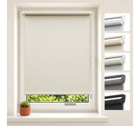 HOMEDEMO Store Enrouleur Occultant sans Perçage, 55 x 160 cm, Crème | Largeur du Tissu 55cm, polyester opaque isolant thermique, protection intimité, sécurité chaîne, fixation avec/sans perçage